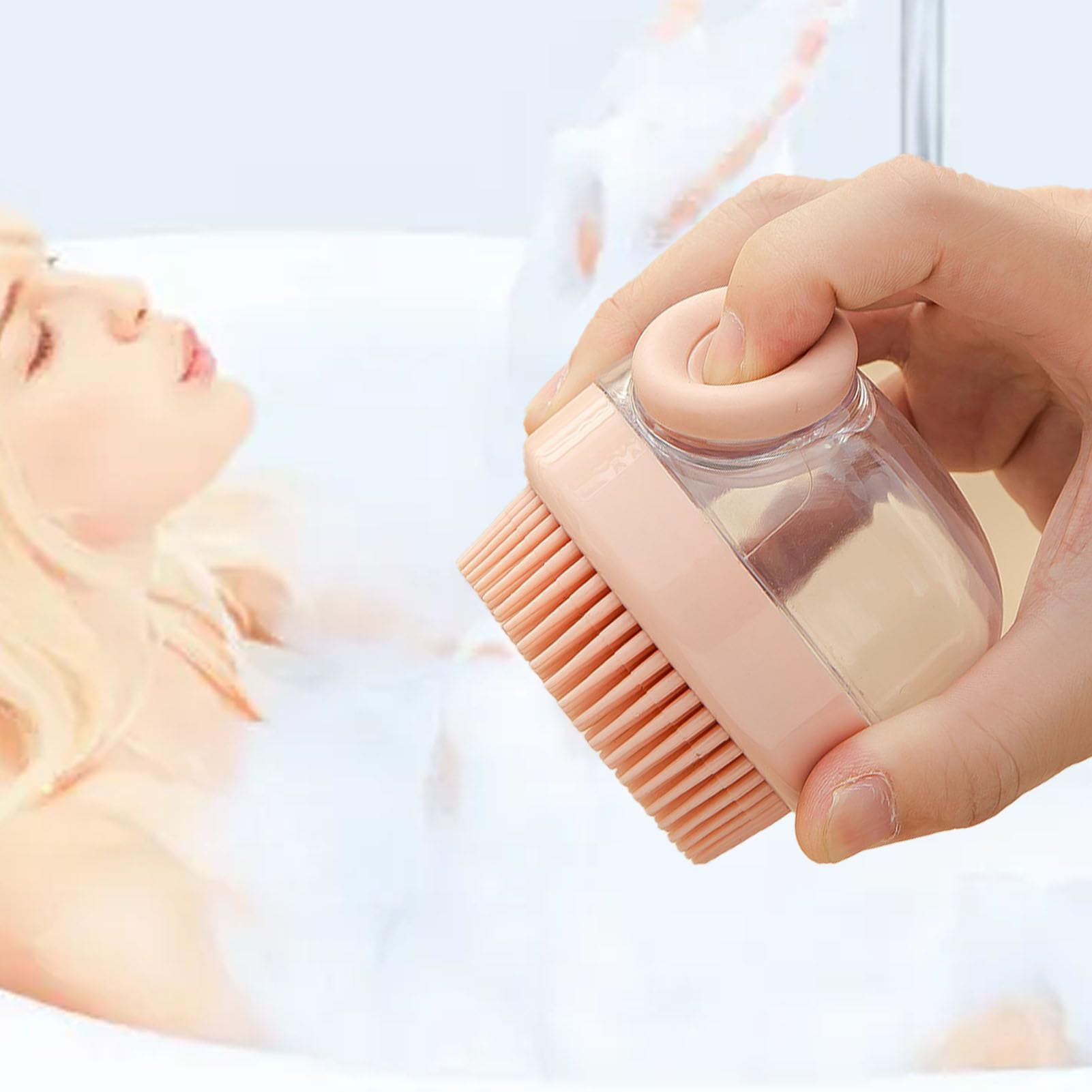 Exfoliating Shower Scrubber, Lathers Well Silicone Body Scrubber Shampoo Dispenser for Bath for Women Men