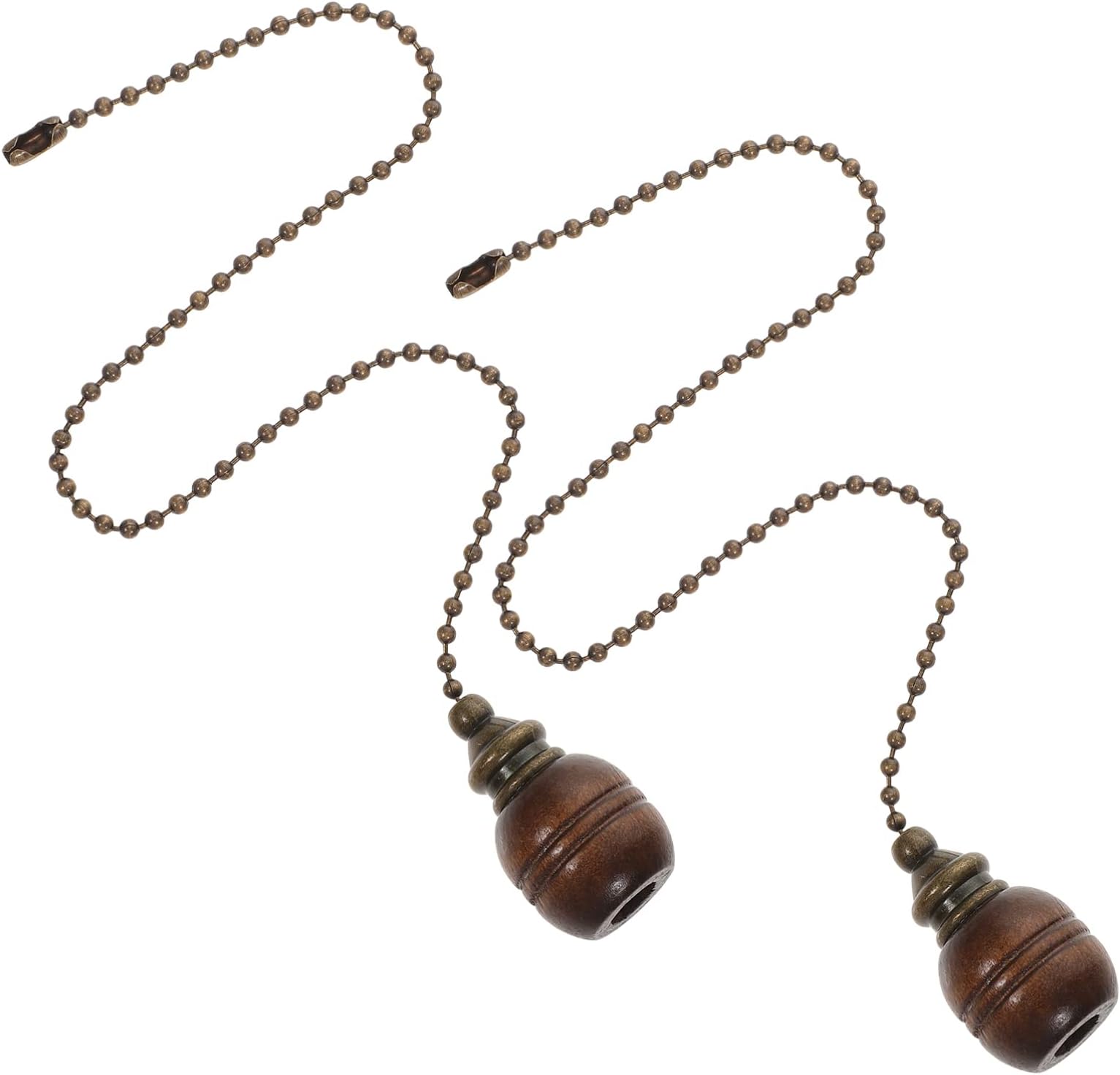 2pcs Retro Wooden Pull Chain Ceiling Light Pendant Decorative Lamp Hanging Adornment for Ceiling Fans Desk Lamps Home Cafe Decor Stylish Practical Accents