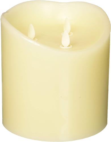 NONNO & ZGF XL-Vela de cera sin llama de 6 pulgadas de alto con 3 mechas en movimiento, velas LED a pilas con control remoto y función de