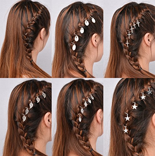 Yueton 35Pcs Silver Ring Shell Hands Cross Leaves Star Pendant Rings Set Hair Clips Headband Hair Accessories #TOP6