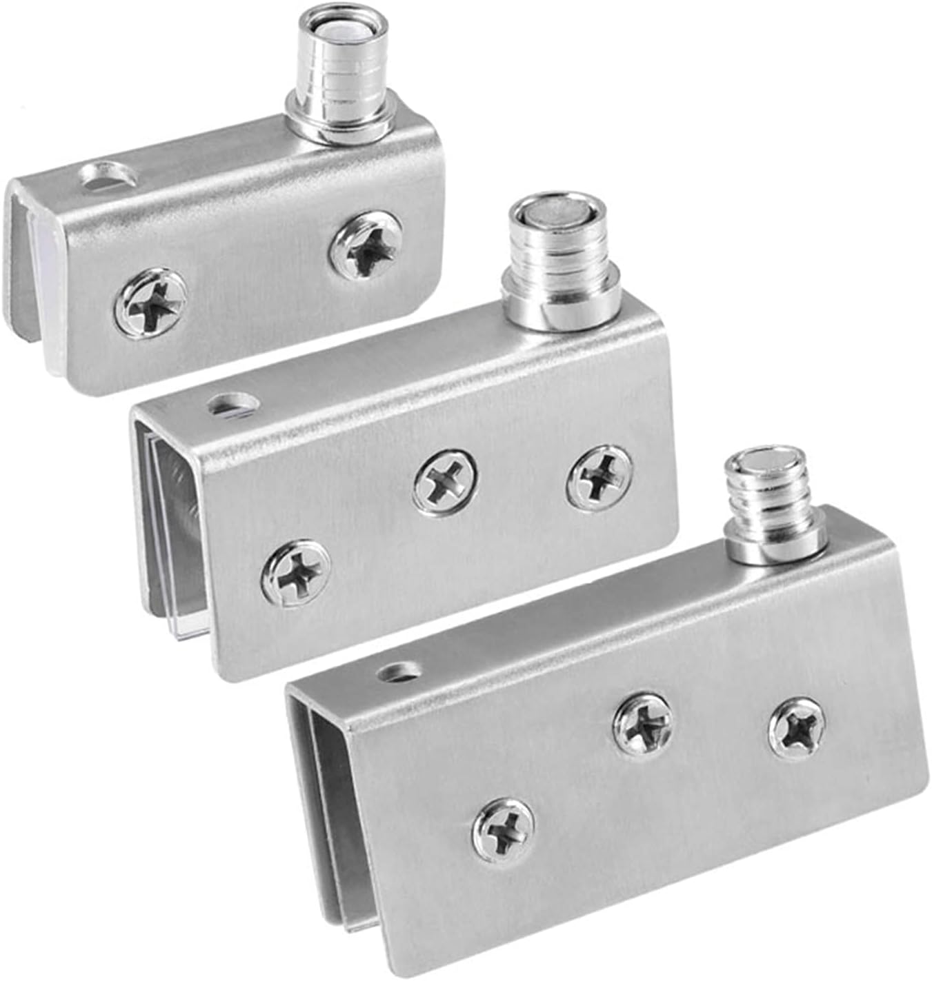 Door Hinge, Butt Hinge,Bearing Hinges,Glass Clamps,Glass Bracket Glass Hinge Stainless Steel Glass Door Pivot Hinge Glass Clamp Silver Tone 4 Pcs (Size : For 10 12mm Large) ( Size : For 6 8mm Small )