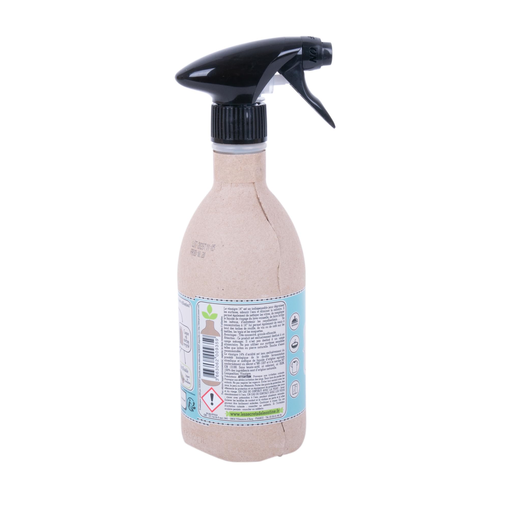Vinaigre 14° - Détartrant Naturel - Multi surfaces - Nettoyant Puissant - Emballages Eco-Friendly - Pack de 3 Flacons (480 ml chacun)