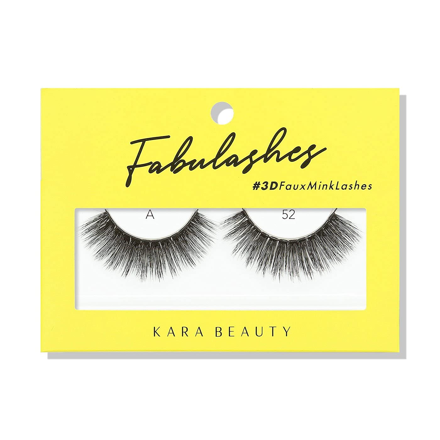 Kara BeautyFabulashes Glam 3D Faux Mink Strip Lashes – Full Volume, Fluffy, Wispy Lash Strips – Reusable Fake Eyelashes with Soft Flexible Band – Vegan, Cruelty-Free, Lightweight - Style A52