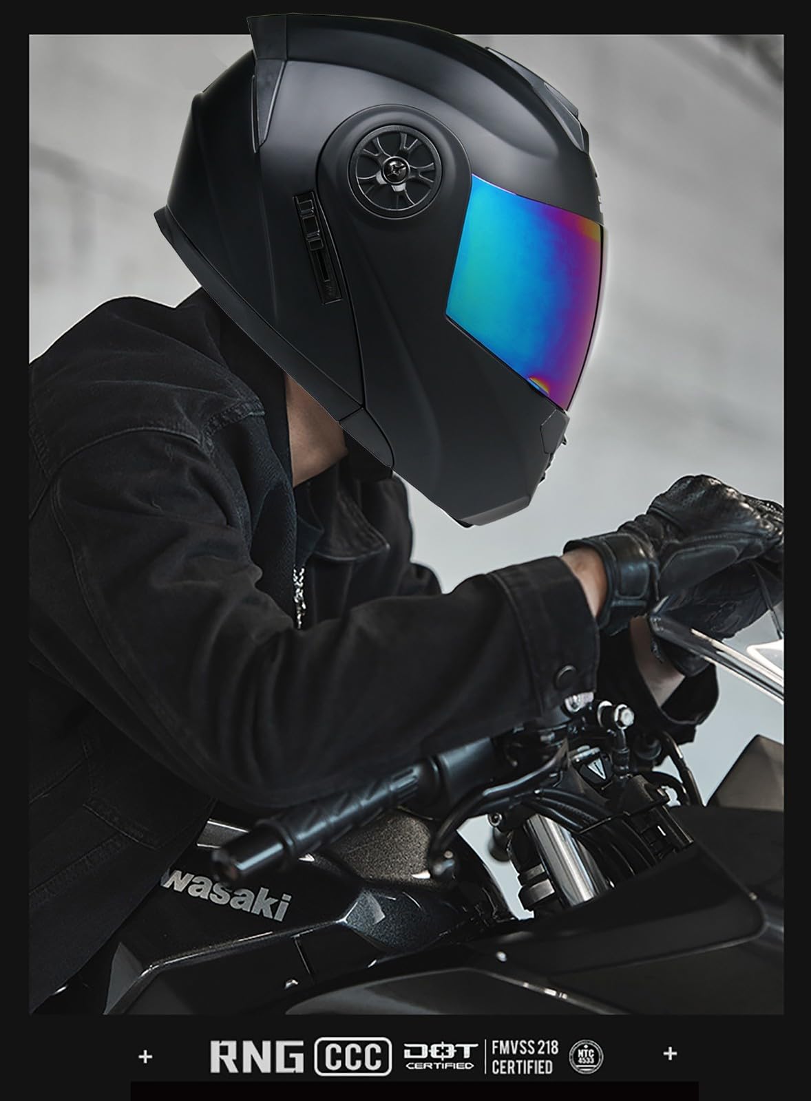 Casco Modular Motocicleta Abatible, Integrado Casco Moto, ECE Homologado con Doble Visera, con Guantes Y Cubrecara, para Adultos Hombres Mujeres Scooter Cruiser Ciclomotor V,Small