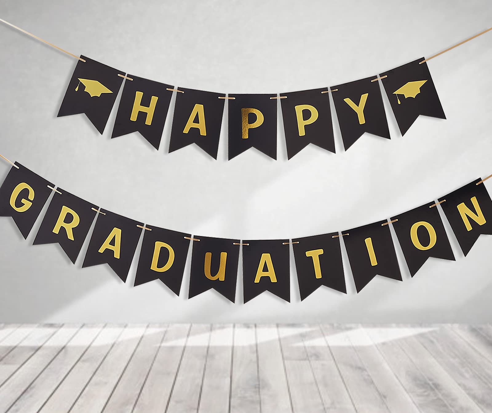 Buy PartyWoo Graduation Banner 2022, Black and Gold Graduation Banners