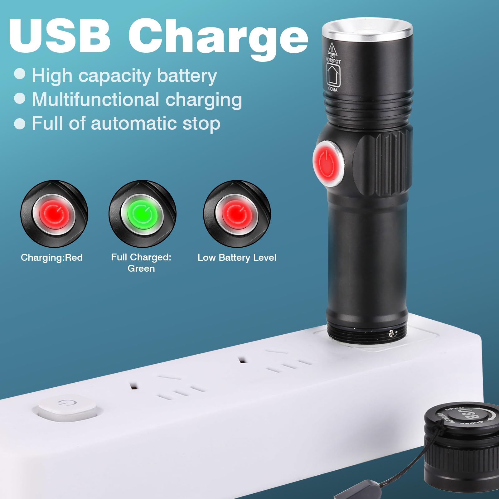 NAKCNM 2 Pack Super Bright Mini USB Rechargeable LED Torches With Pocket Clip 4 Modes Adjustable Focus EDC Torch Waterproof Battery Powered High - View #8