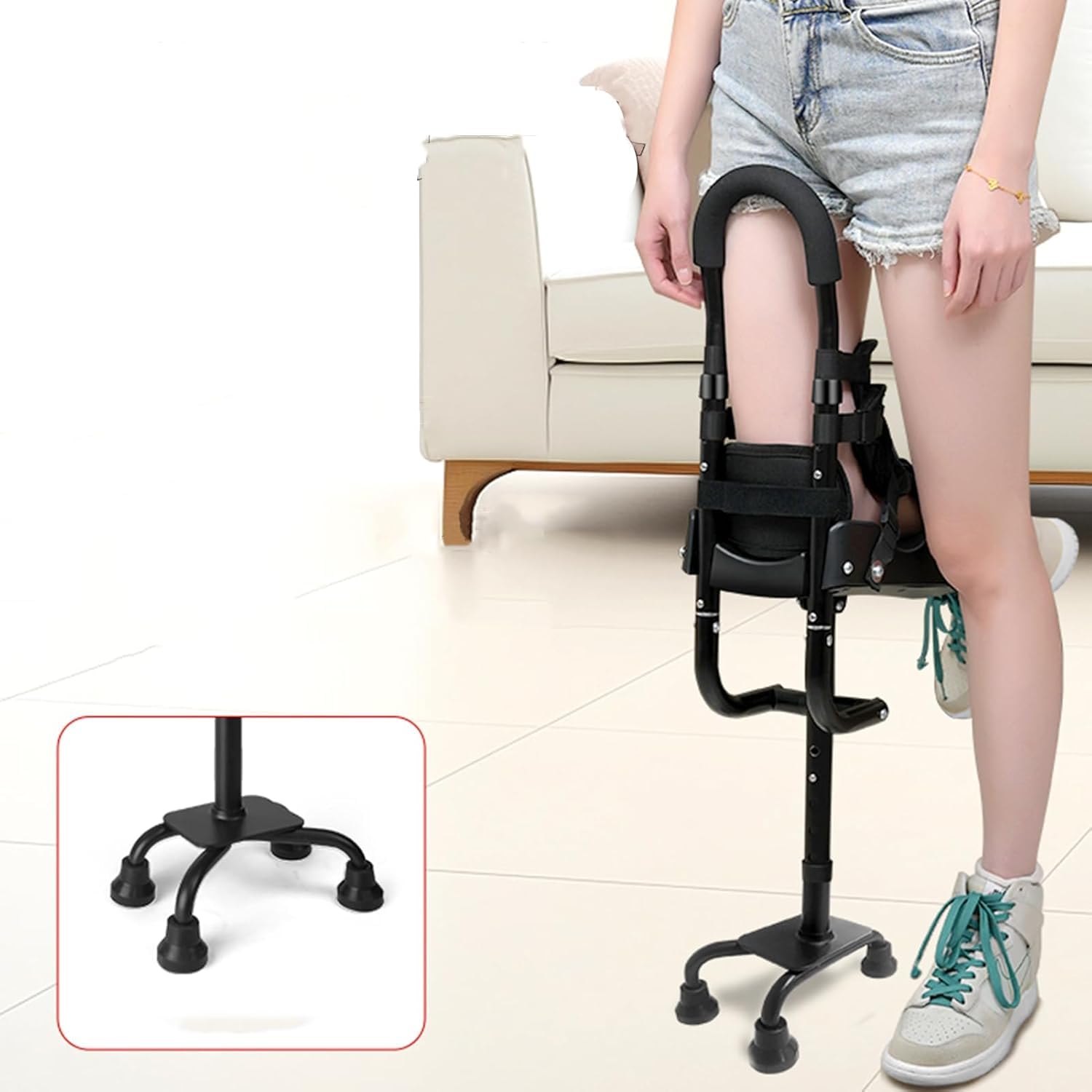 Stampella a Mani libere, stampella al Ginocchio Senza Dolore, stampella al Ginocchio Leggera e Antiscivolo per Camminare, stampella da Passeggio per Uomini e Donne