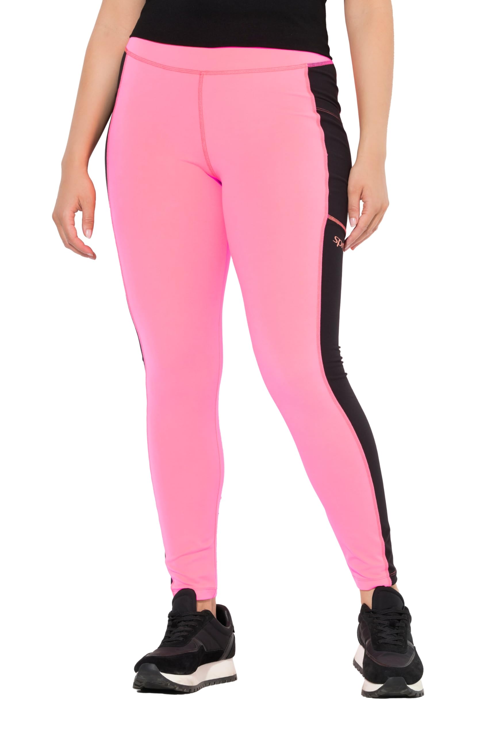 Ulla Popken Damen große Größen Übergrößen Plus Size Sport-Leggings, schnelltrocknend, Taschen, recycelt 845130