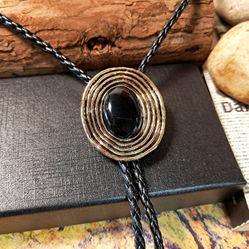 Image of Turquoise Agate Granite BOLO Tie for Men Women Leather Wedding Necklace Western Cowboy Necktie
