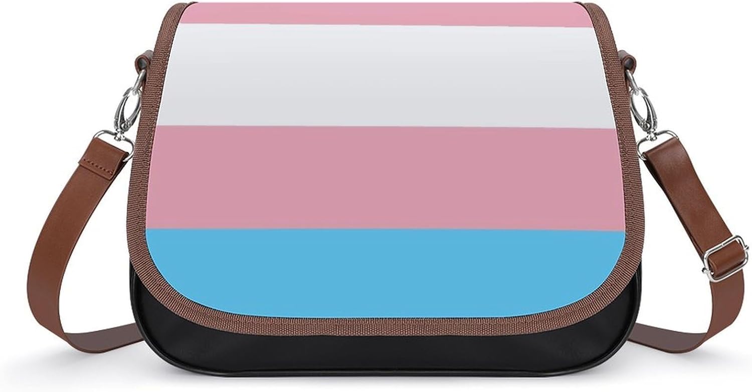 Transgender Pride FlagWomen's Faux Leather Crossbody Bag, Waterproof Wrinkle-Resistant Shoulder Bag with Detachable Strap, Large Capacity Casual Handbag, Fashion Daily Purse for Shopping Work Dating,