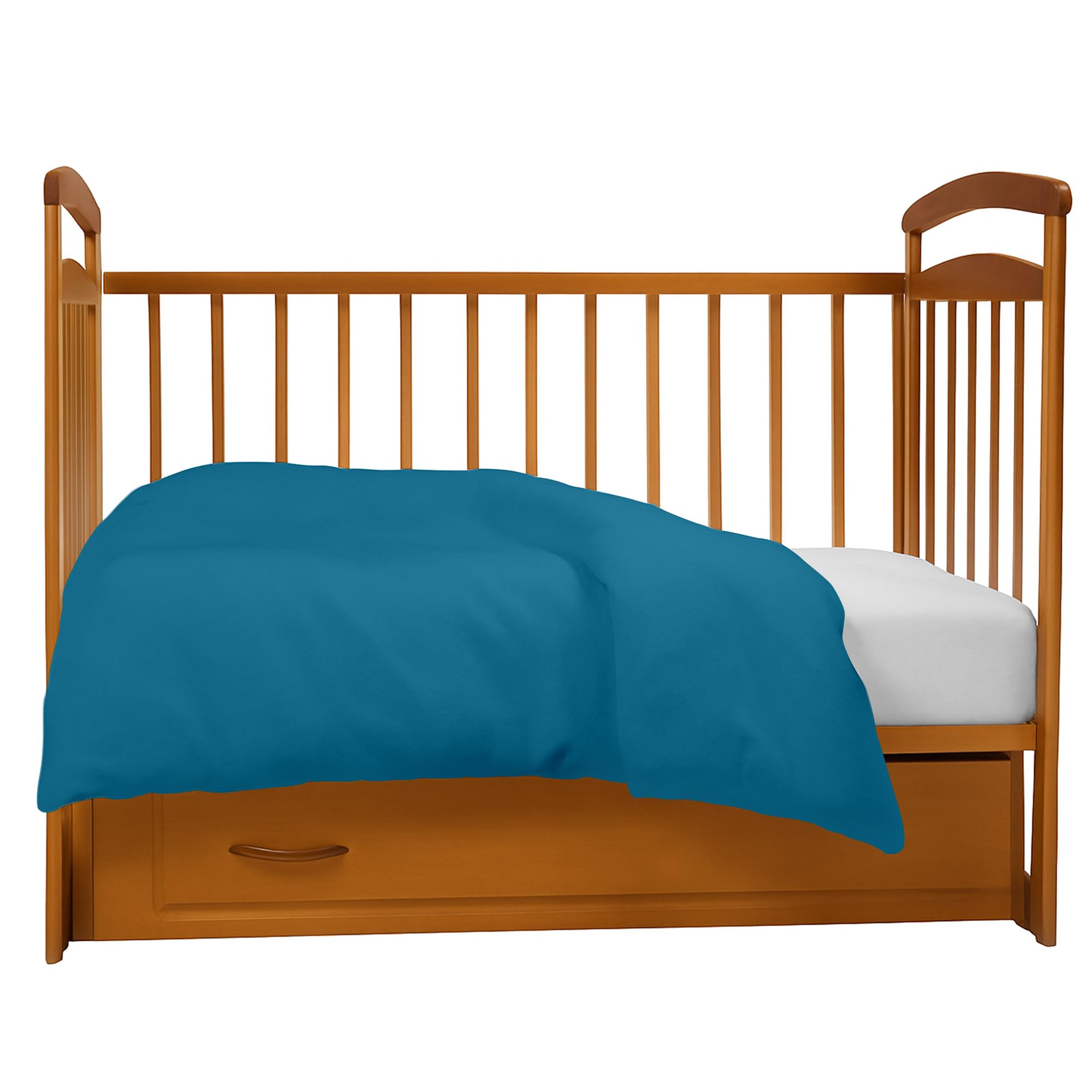 EGYPTO 100% Brushed Cotton Cot Duvet Cover – Soft Thermal Flannelette Baby Bed Duvet Cover – Breathable & Hypoallergenic Warm Comforter – Winter Bedding Baby Quilt Cover (Teal, Cot)