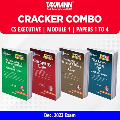 Taxmann's CRACKER COMBO | CS Executive | December 2023 Exam – Module 1 | Papers 1 to 4 | CRACKER Series | JIGL, Company Law, SUBEC, and Tax | June 2023 Edition | Set of 4 Books