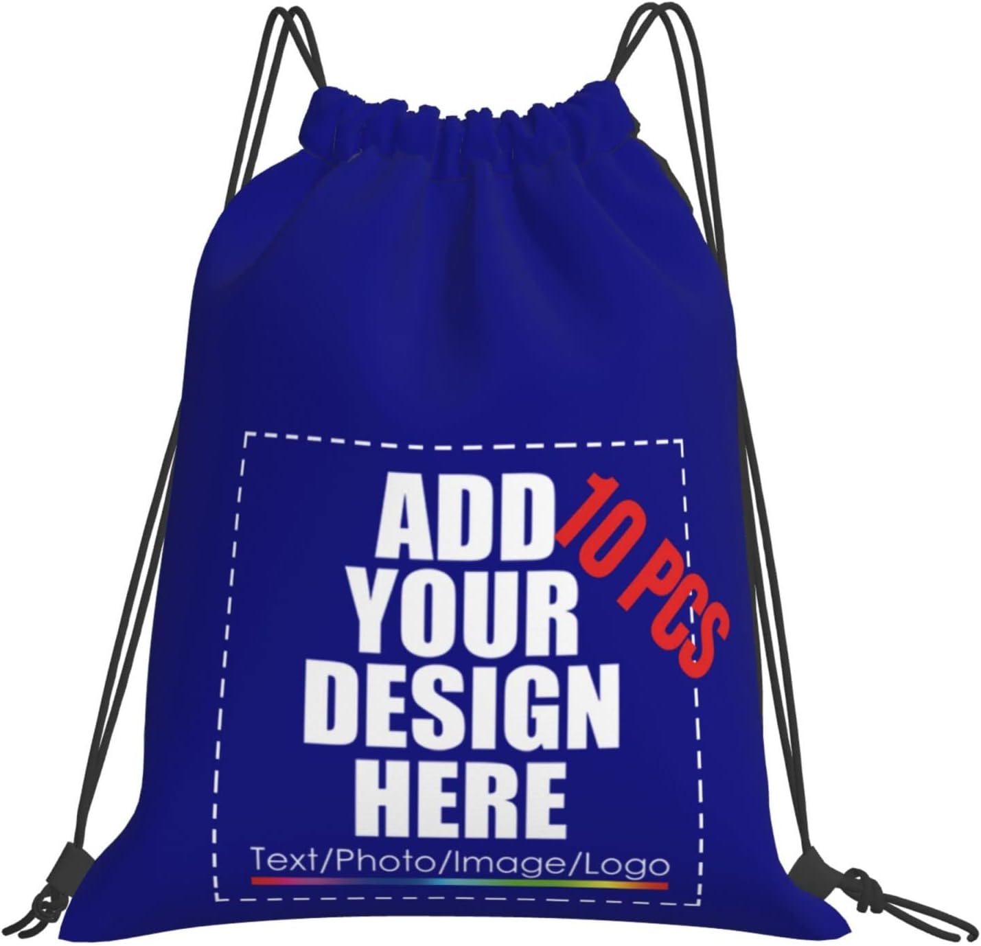 10Pcs Custom Drawstring Bag Custom Gym Drawstring Bags With Company Name Logo Picture Text Navy Bags