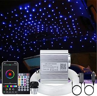 AKEPO 10W Car Home Use APP+Twinkle+Music Fiber Optic Lights kit for Star Ceiling Sky Light, RGBW Light Engine + Optical Fi...