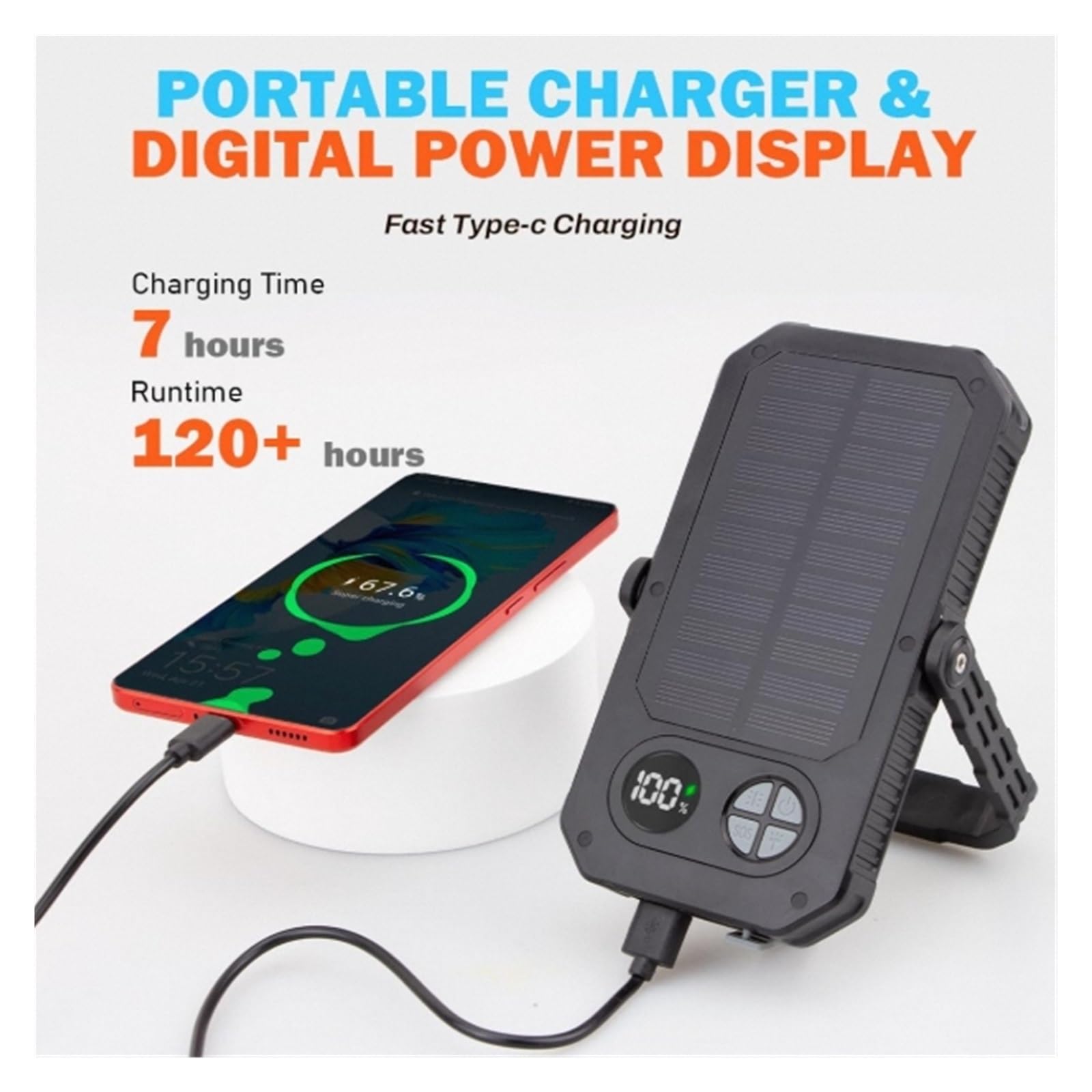 Lanterna da campeggio a LED ricaricabile, luci da campeggio portatili da 10000 mAh fino a 120+ ore, 12 modalità di luce, dimmerabile, display digitale LCD, impermeabile, accessori da campeggio essenzi
