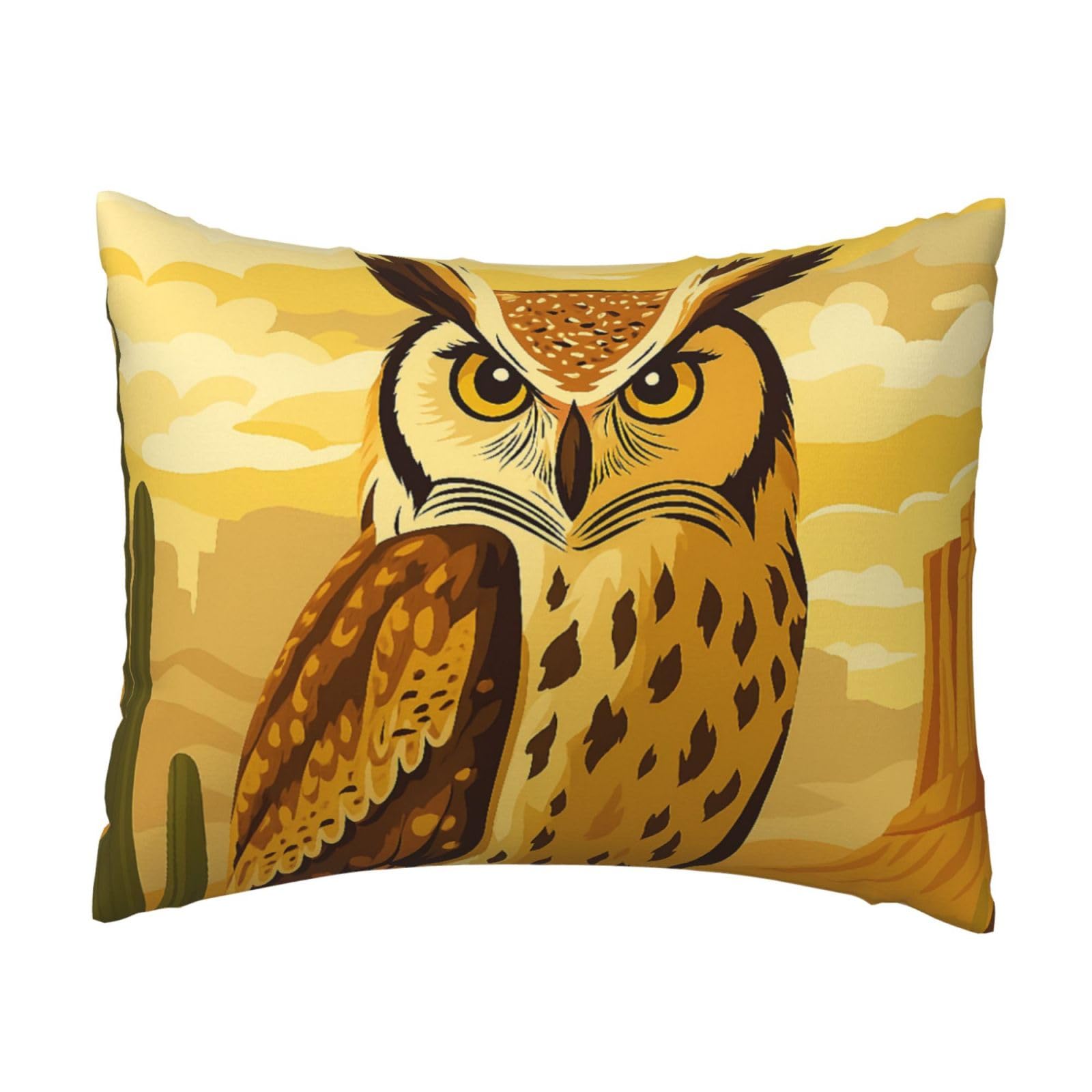 Whimsical Wasteland Owl Pillowcase Soft Plush with Zipper Decorative Pillowcovers 16x20 in