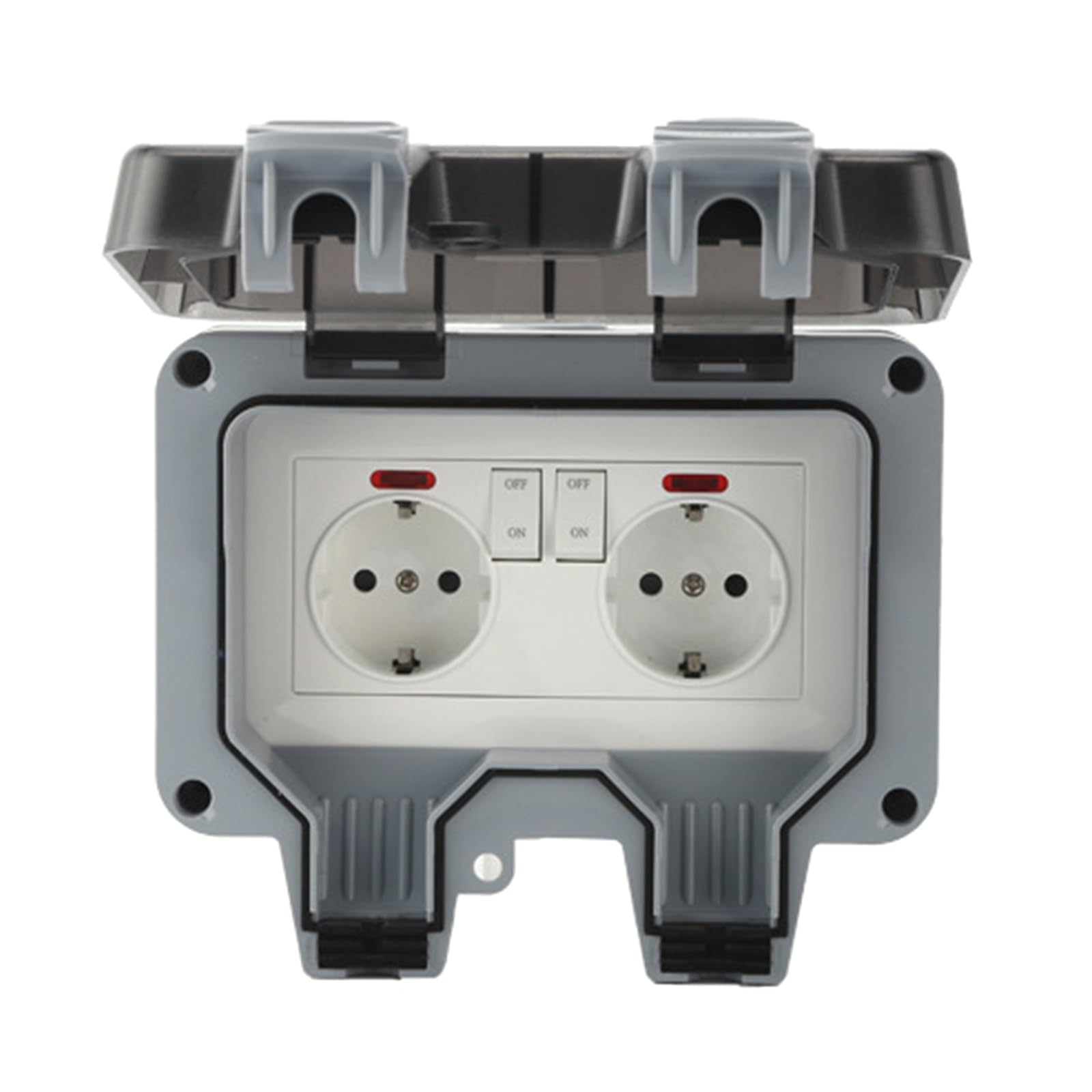 WBRSybUK European Standard Weatherproof Outdoor Socket With Lockable Cover Weatherproof Plug Socket For Garden Kitchen Garage Waterproof Socket Outdoor
