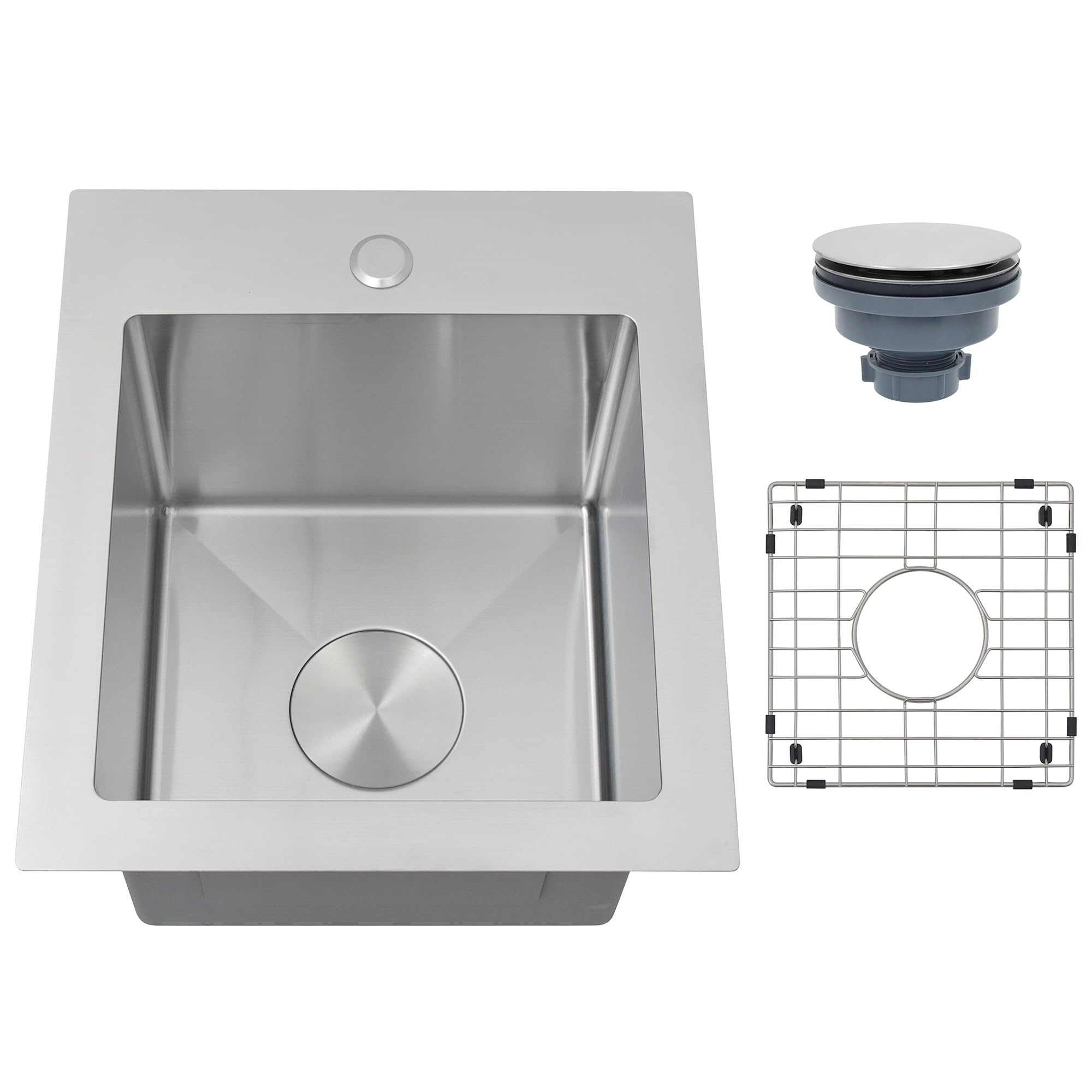 Drop In Bar Sink 15 X 17 inch,16 Gauge Stainless Steel Bar Sink
