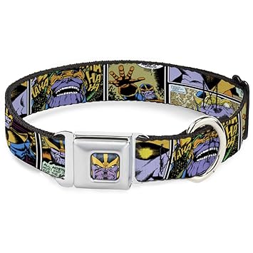Dog Collar Seatbelt Buckle Thanos Comic Scene Blocks 16 to 23 Inches 1.5 Inch Wide