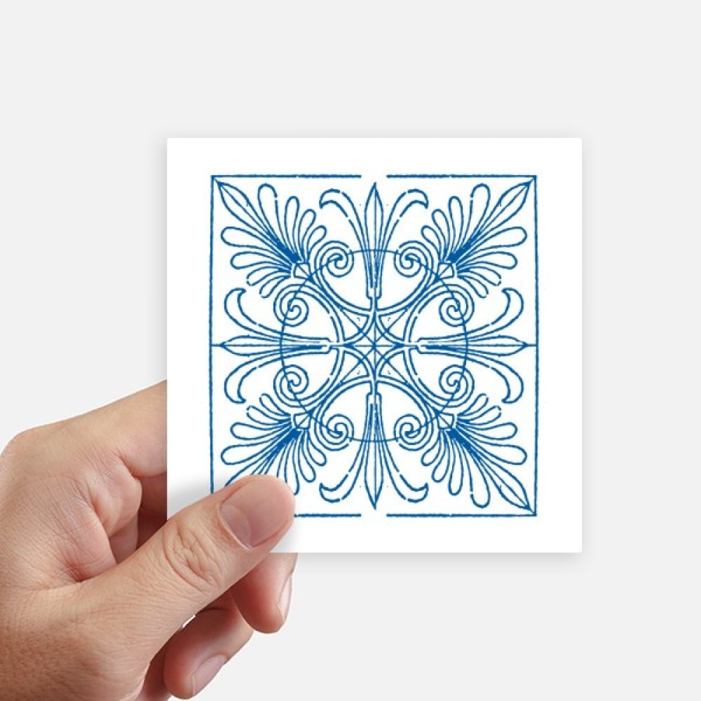 Autocollant carré de 10 cm bleu Talavera motif décoratif pour mur et ordinateur 8pcs