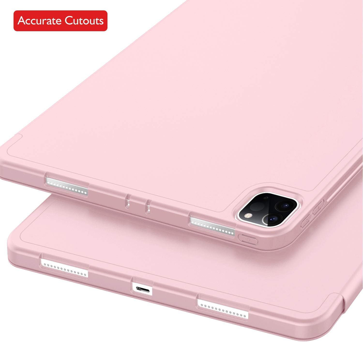 ZryXal New iPad Pro 12.9 Case 2022/2021 (6th/5th Generation) with Pencil Holder, Premium Protective Case Cover with Soft TPU Back and Auto Sleep/Wake Feature for 2022 iPad Pro 12.9 (Pink)