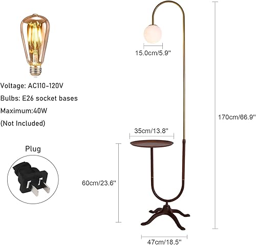 Miniatura 6 de OUKANING Lámpara de pie de decoración industrial con lámpara de escritorio rústica de metal ajustable, lámpara de libro para sala de estar,