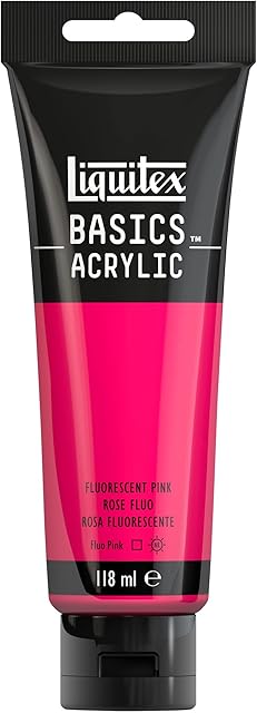 LIQUITEX Basics Acrylic Paint, Fluorescent Pink, 118 ml Tube