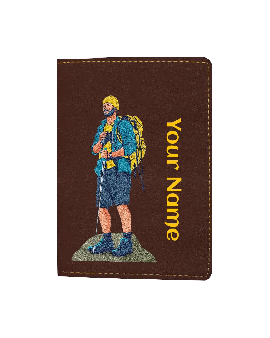 in voguish Customized Men's Passport Cover – Personalized Leather Passport Holder with Name | Hiker Adventure Design | Travel Passport Wallet for Men & Women-picture-49