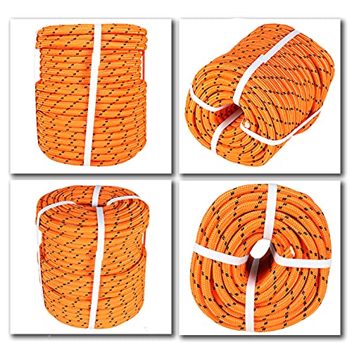 Mitoharet 1/2 Inch X 200 Ft Double Braid Polyester Arborist Rigging Rope,Nylon Pulling Rope Arborist Rigging Rope Sailing Rope For Camping Swings Arborist Gardening Marine, Orange & Black #TOP4