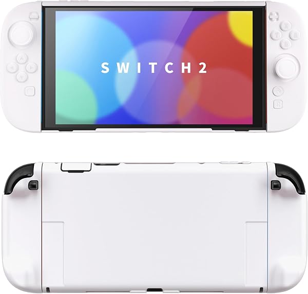 PlayVital Dockable Coque pour Nintendo Switch 2 2025 Manette avec Grip Cover Case & Support & Capuchon Joystick,Étui Housse de Protection Rigide pour Switch 2 Accessoires-Blanc - 1