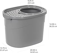 Vista 12 de Yaxa Basics Caja de arena grande para gatos con lados altos, entrada superior, incluye pala, 20.5 x 14.75 x 14.38 pulgadas, gris
