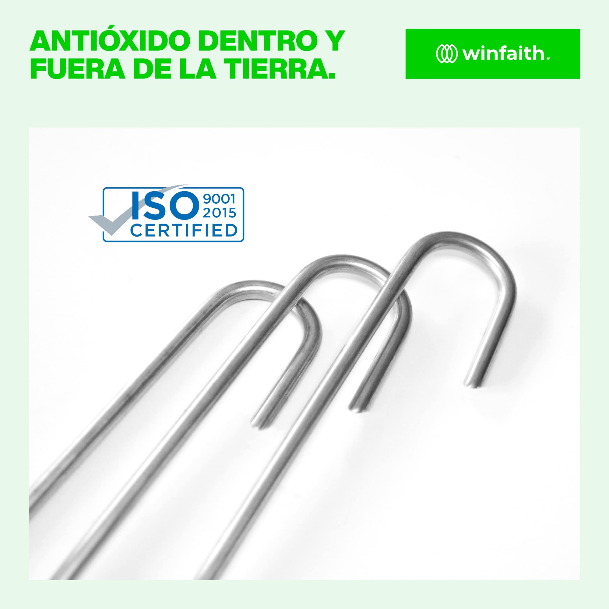 Winfaith 100 Piquetas Sujeta Mangueras de Riego Acero H200 x L20 x D4 mm - Made in Italy EN 10204 3.1 Galvanizado en Caliente - Antióxido Jardín Anclaje Suelo