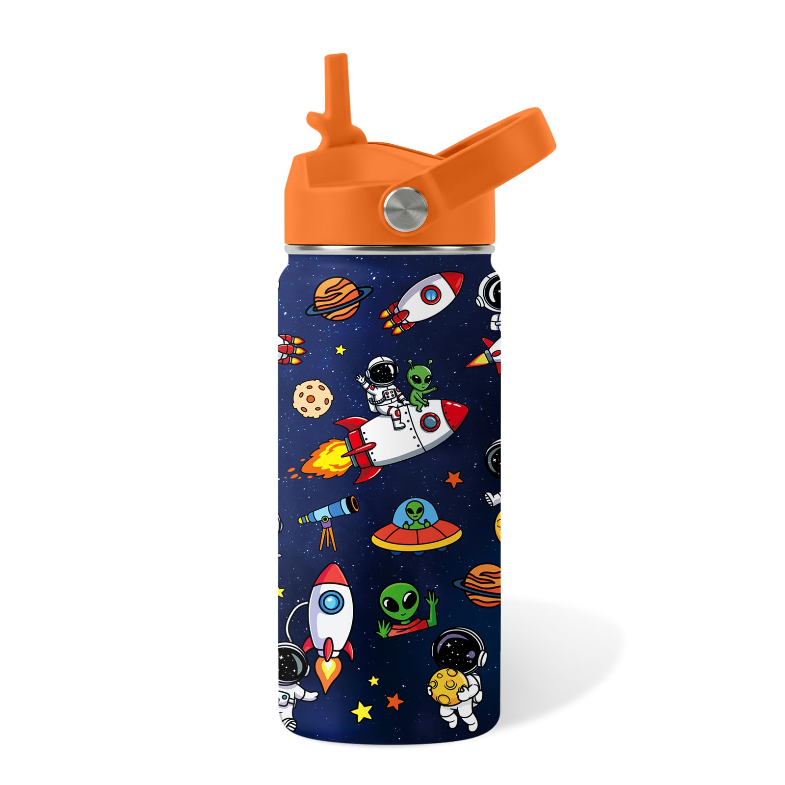 Space Astronomy Gifts for Kids - 16 Oz Kids Water Bottle with Straw Lid Stainless Steel Insulated Tumbler