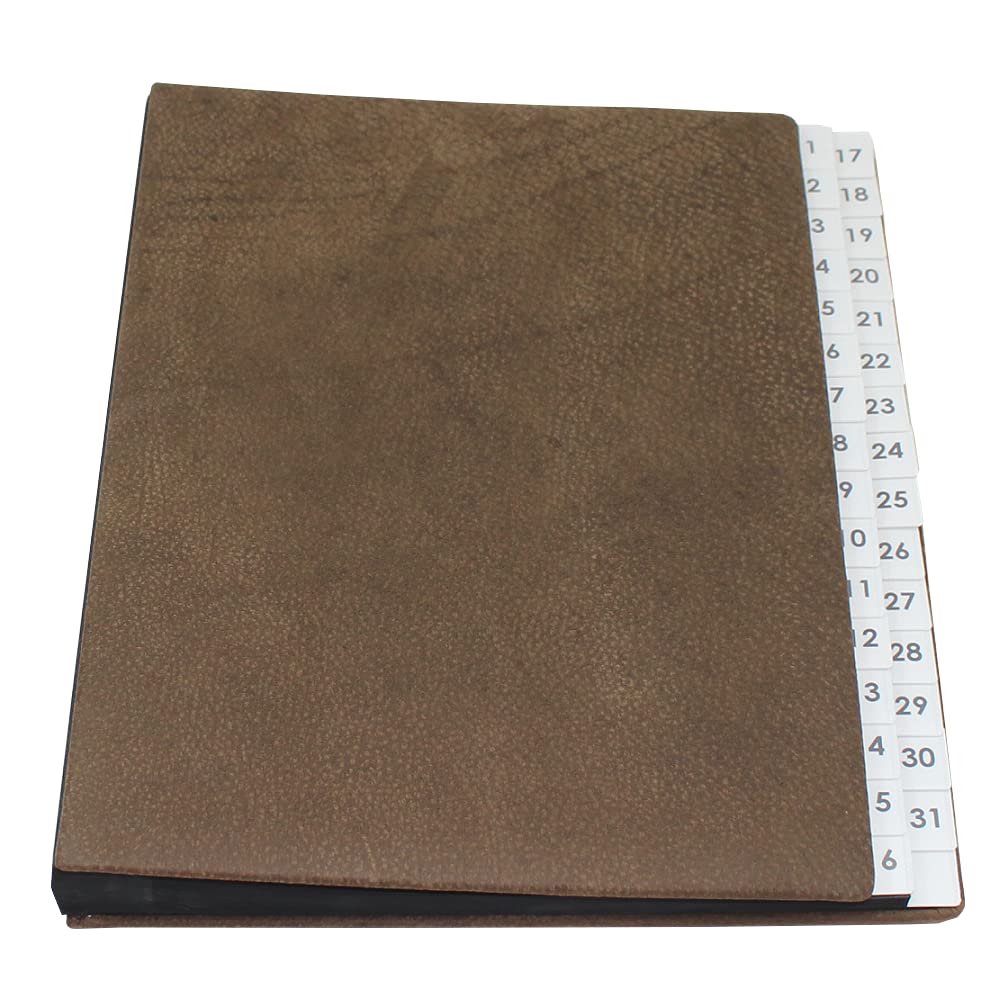 Classificatore con registro 1-31 in pelle di bufalo marrone