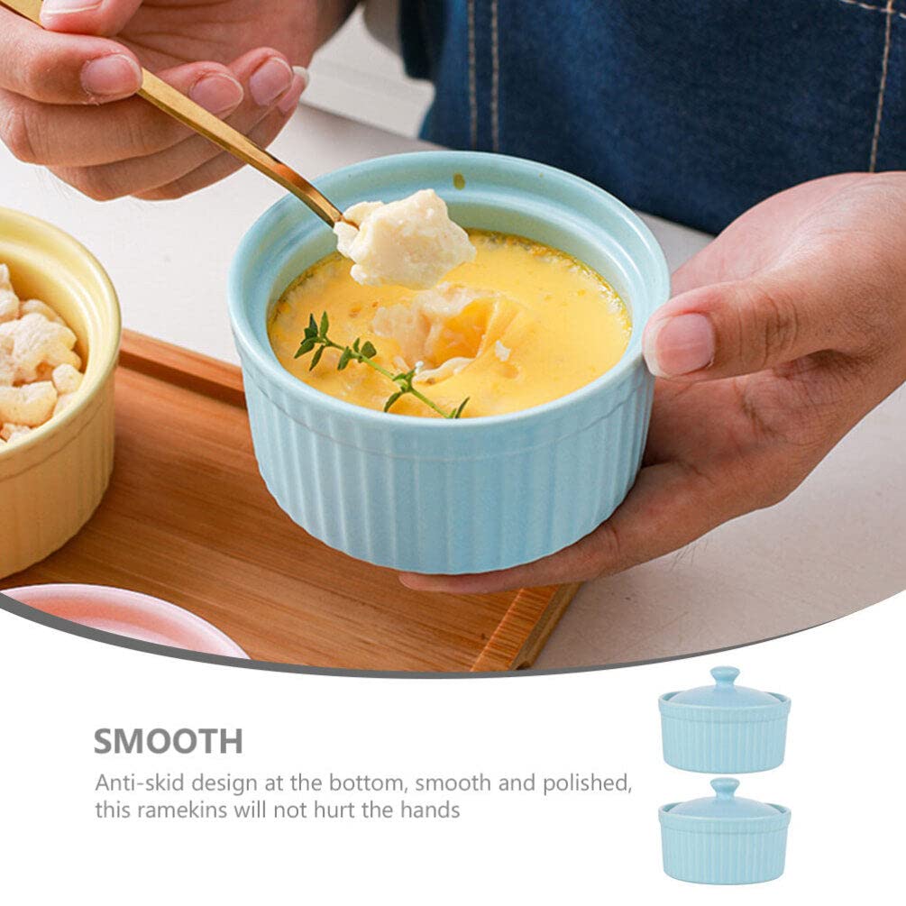 2 pièces ramequins en Porcelaine Plats à soufflé Tasses de Cuisson Bols à Dessert en céramique Bols à Pudding Bol de Nourriture pour crème brûlée crème glacée Trempette sauces Tasse