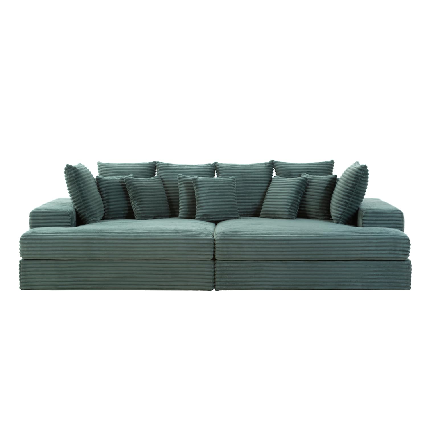 CONCEPTO FÁBRICA | Sofá Cardiff 4 plazas Pan Verde | Módulos simétricos | Cojines Desenfundables | Asiento profundo y confort Mediados de granja | Diseño Chic e Casual | Estructura de madera maciza