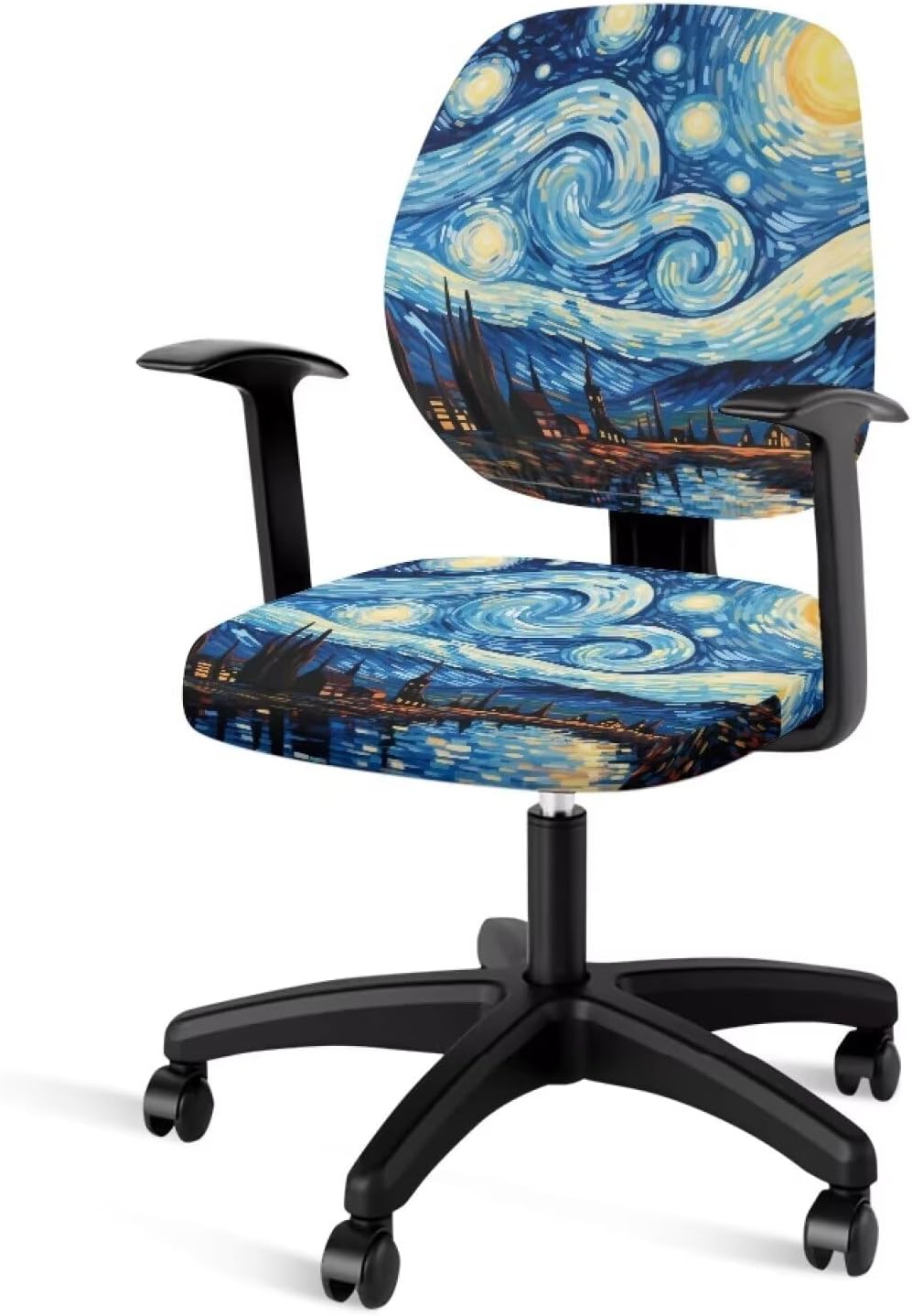 Starry Night Office Chair Cover Wasterproof Seat Covers Stretchable Universal Computer Chair Covers Rotating Chair Slipcover for Family Friends