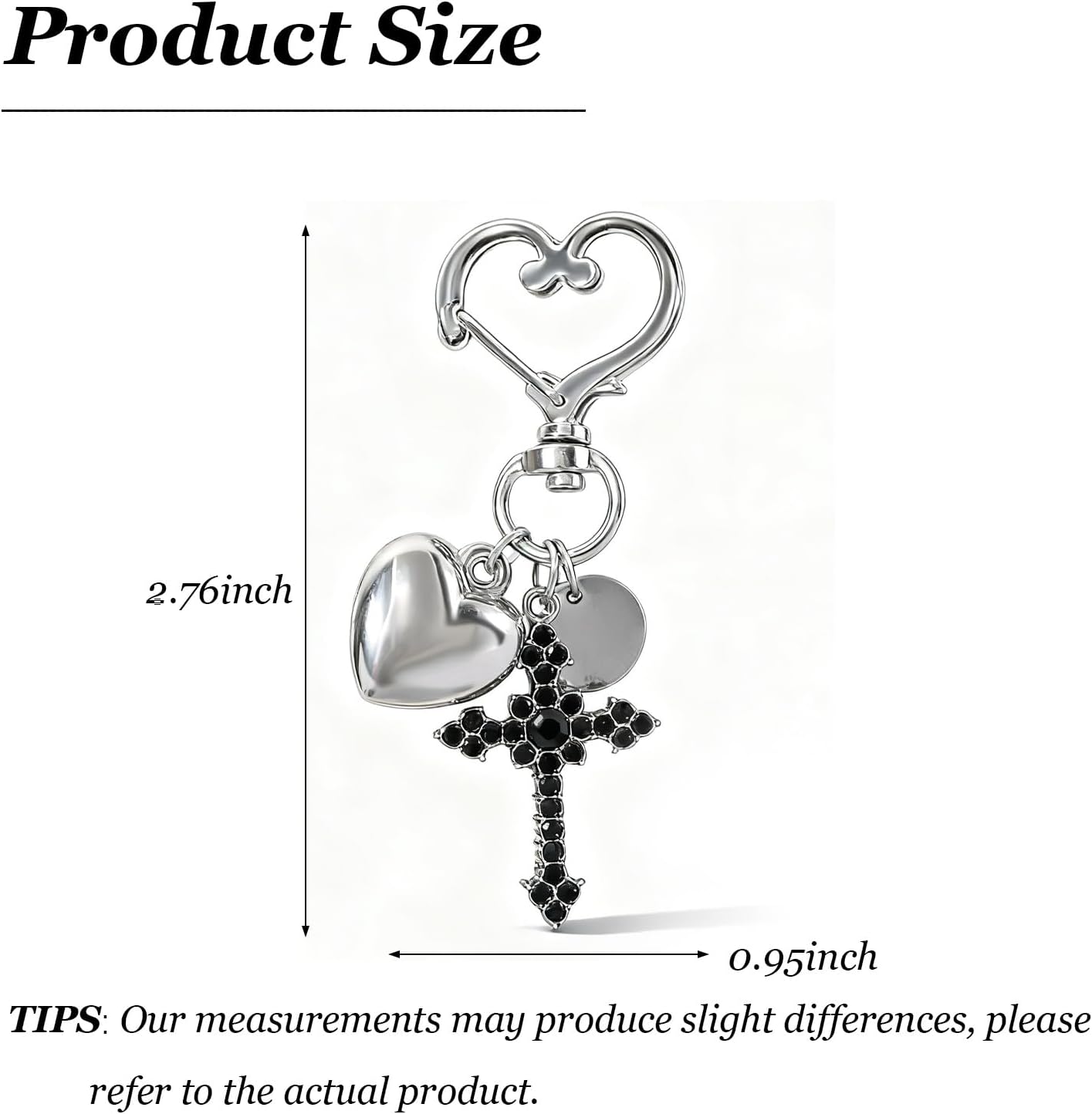 Angyape Goth Cross Keychain Heart Keychain Cute Bag Charms for Handbags Purse Charms Aesthetic Accessories Gifts for Women - Image 6