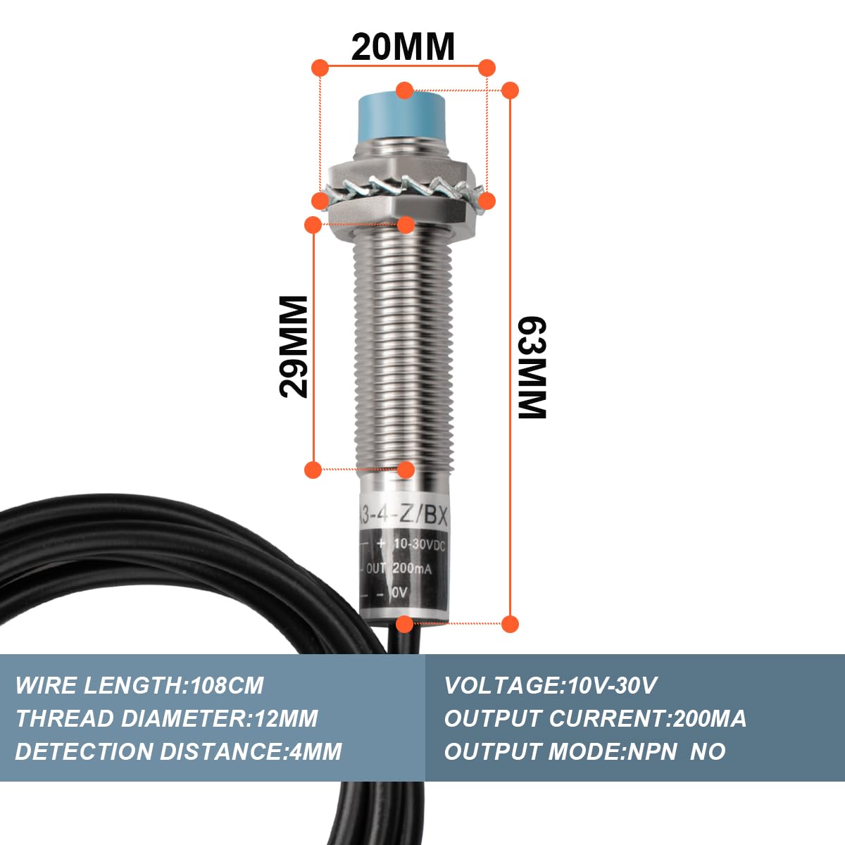4 interruptores de sensor de aproximación inductiva lj1a34-3 - Z/BX 10-30v de salida 200ma para nivelación de tornos de sonda CNC Z de Impresión 3D