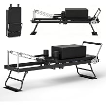 Foldable Pilates Reformer for Home Use Pilates Reformer Machine with Adjustable Resistance Bands Space-Saving Pilates Machine for Core Strength&Full Body Workout