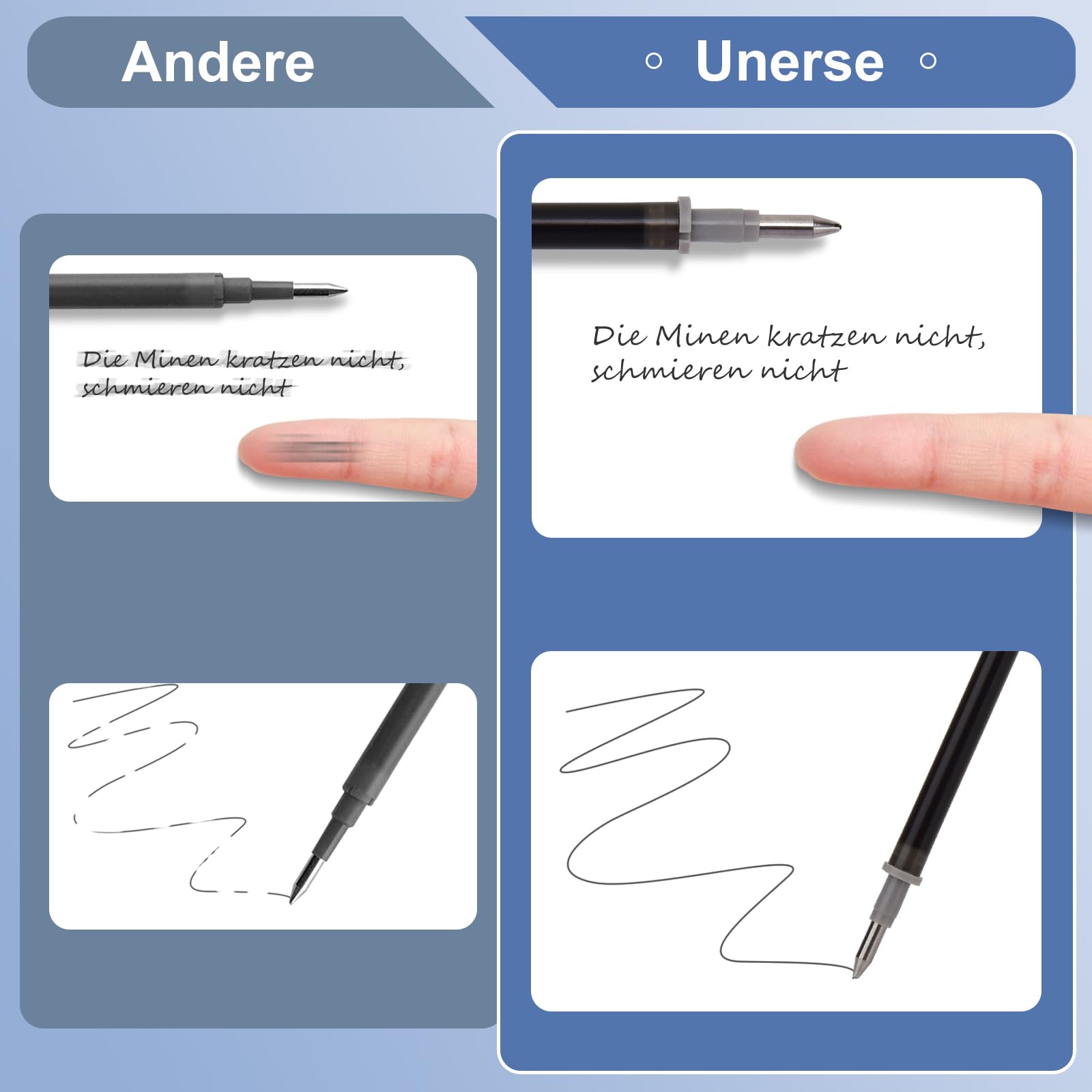 14 pezzi mine di ricambio cancellabili Nero - compatibili con Legami - facili da cancellare - semplici e pratiche per la scuola e la vita di tutti i giorni, punta della penna 0,7 mm, altezza 13 cm