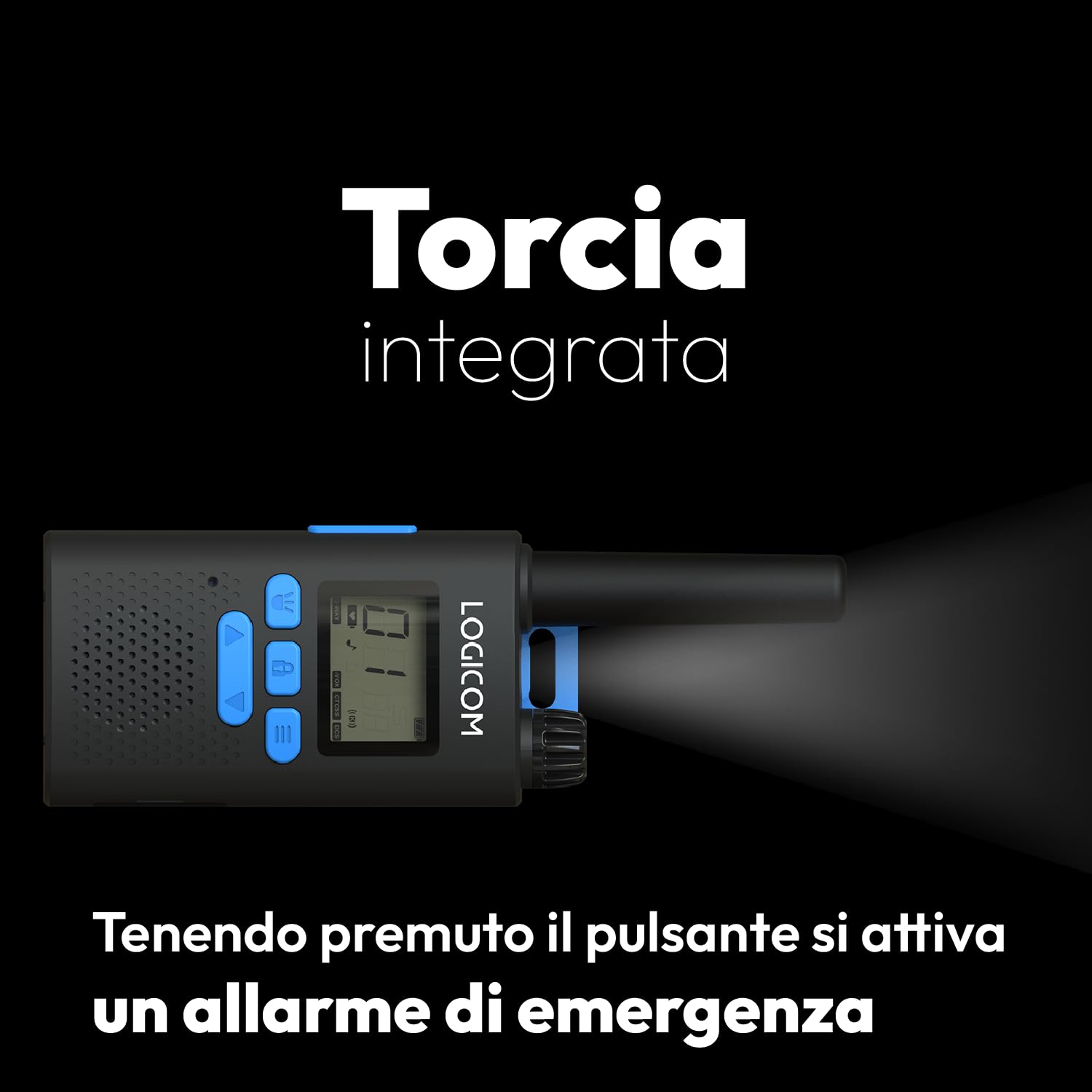 Logicom - Essential - Talkie-Walkie - PMR446 - sans Licence - Portée 10 km - autonomie 20h - écran LCD - USB-C - Lampe Torche - VOX Mains Libres -16 canaux - Batterie 1000 mAh - Pack 2 radios