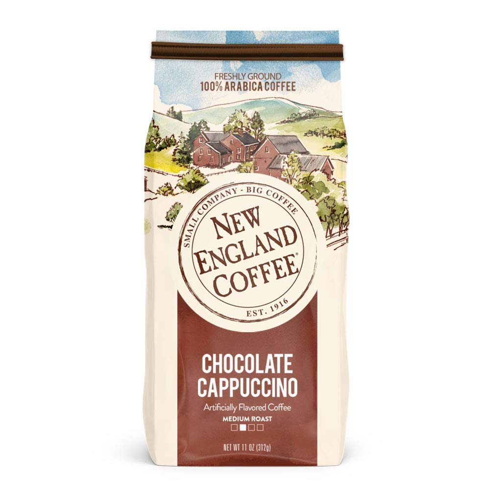 New England Coffee Chocolate Cappuccino Medium Roast Ground Coffee, 11oz Bag (Pack of 3)