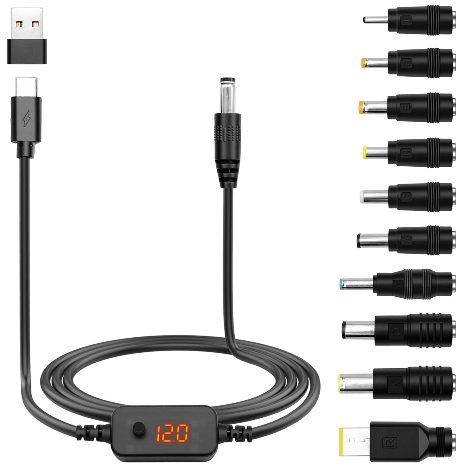Câble Adaptateur PD-ON-DC avec Interrupteur et Tensions Réglables - 1,2 m