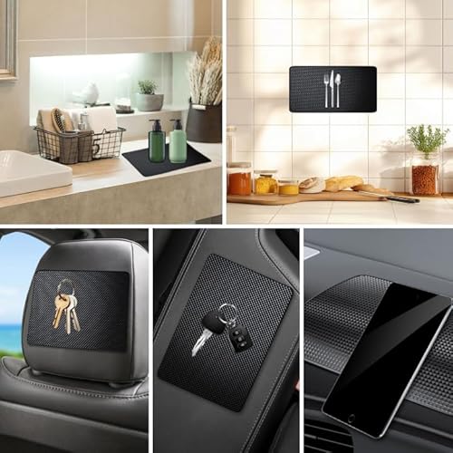 Dreamil 2 Stück Anti Rutsch Auto Armaturenbrett Matte 27 x 15 cm, Feste klebrige Antirutsch Pad Antirutschmatte für Autodekorationen Handy Sonnenbrille Schlüssel TV-Fernbedienungen(Schwarz)