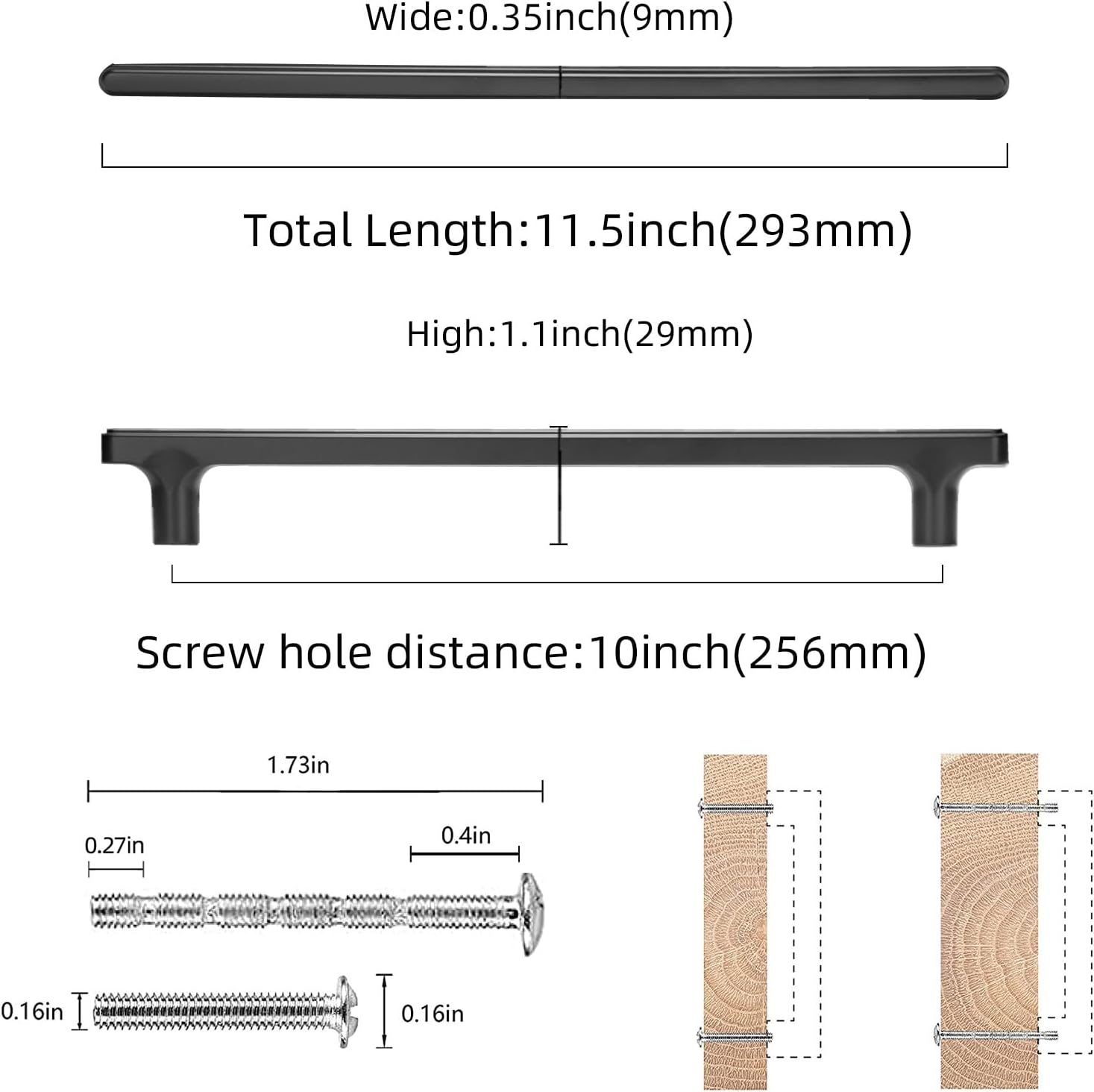 COTYKILEY 6 Pack 10 Inch(256mm) Matte Black Cabinet Handles Black Kitchen Cabinet Pulls Cabinet Door Handles Kitchen Cabinet Hardware Cupboard Drawer Pulls Dresser Handles