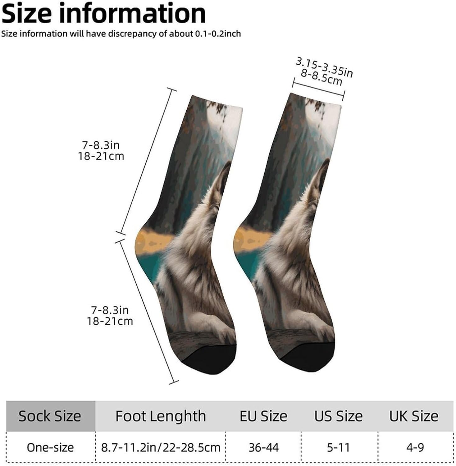 Fun Animal Wolf Crew Sock High Stocking Grippy Socks | Socks for Men & Women,Stockings-Long Thin Tube Sports, Breathable Soft Athletic for Nurses,Travel