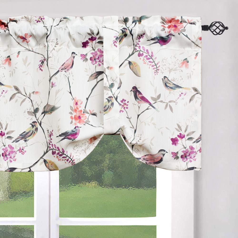 Leeva Window Valances Tie Up Small Curtains and Valance for Laundry Room Elegant Tie-up Swag Kitchen Valance, One Panel