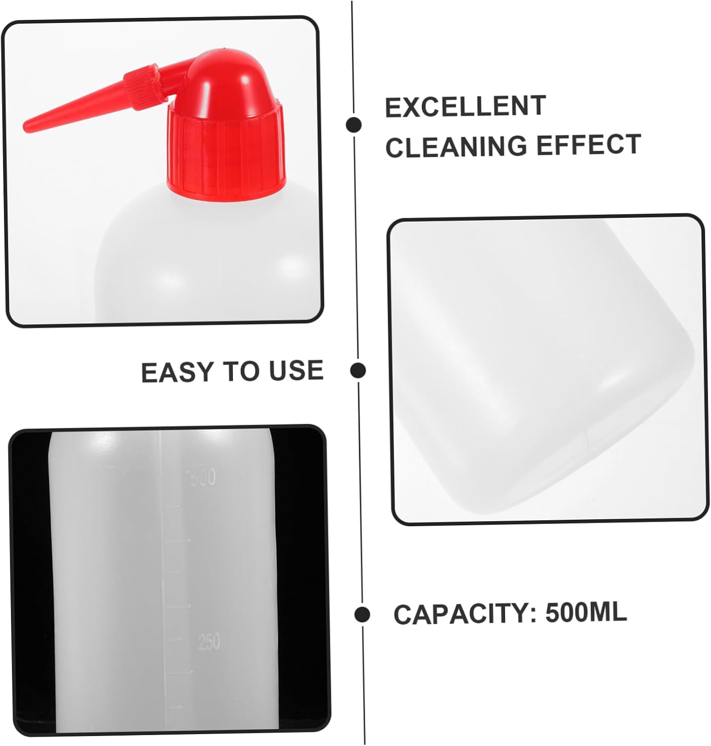 2pcs Narrow Mouth Wash Bottles Angled Head Plastic Washing Bottles Scale for Lab