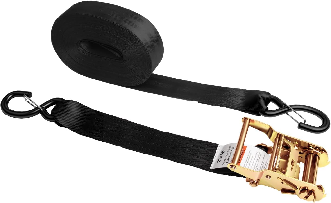 2" x46' Heavy Duty Ratchet Straps S Hooks 1000LBS for Trailers Trucks ATV UTV